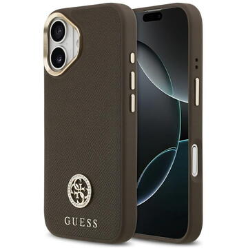 Husa Husa pentru iPhone 17 - Guess Grained Strass Logo MagSafe (GUHMP17SPGCRMDEW) - Brown