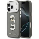 Husa iPhone 17 Pro - Karl Lagerfeld Hardcase Hardcase Grained K&C Heads Pins and Logo (KLHCP17LPSFDHPOG) - Grey