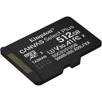 Card memorie Kingston Canvas Select Plus 512 GB MicroSDXC memory card, black, UHS-I U3, Class 10, V30
