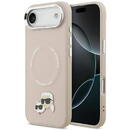 Husa iPhone 17 Air - Karl Lagerfeld Leather Karl & Choupette Pins MagSafe (KLHMP17MPSMLRKCP) - Pink
