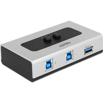 Delock Switch 2-ports USB 3.0 type B silver, manual bidirectional