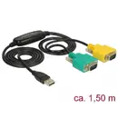 Delock DELOCK Adapter USB 2.0 A > 2x Seriell DB9 RS-232 St/St 1.5m