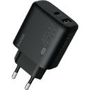 45W Adapter USB-C + A - Black